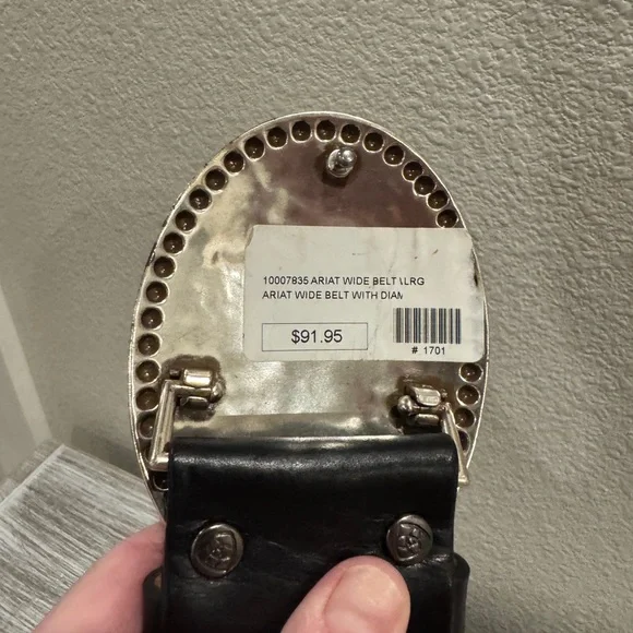 Black Studded Belt with Silver Buckle - Picture 3 of 4